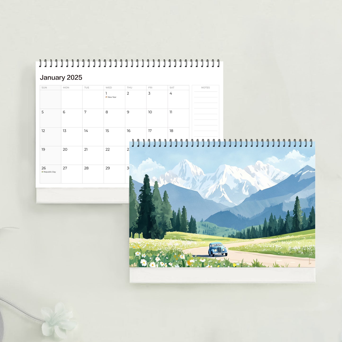 Seasonal Vibe  I Both side print I Desk Calendar 2025